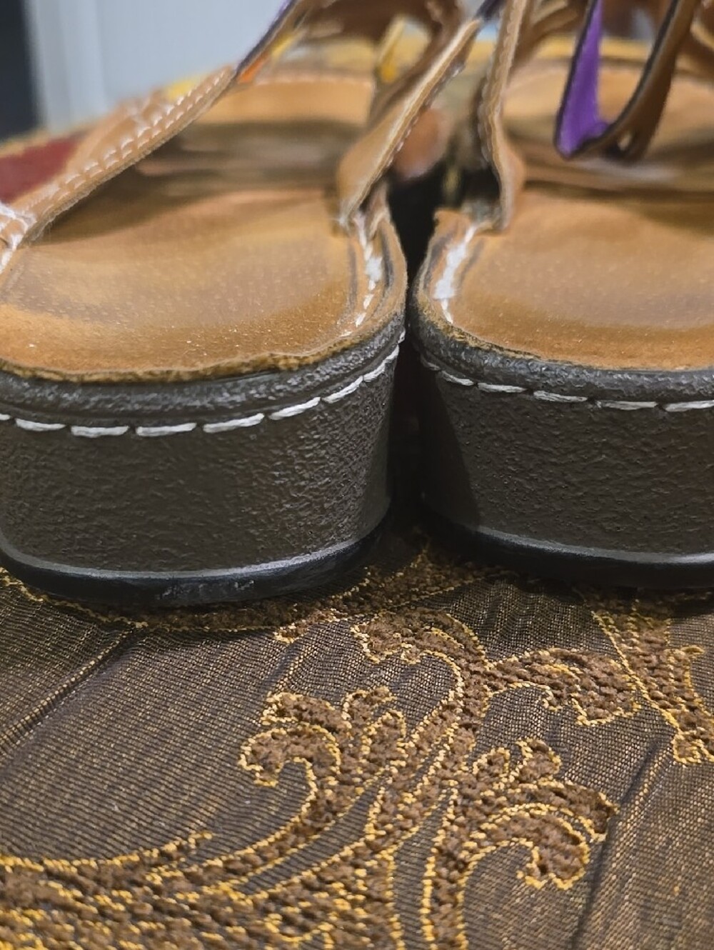 Women’s Multistrap Slide Sandals in Yellow, Orange & Purple - Picture 3 of 6